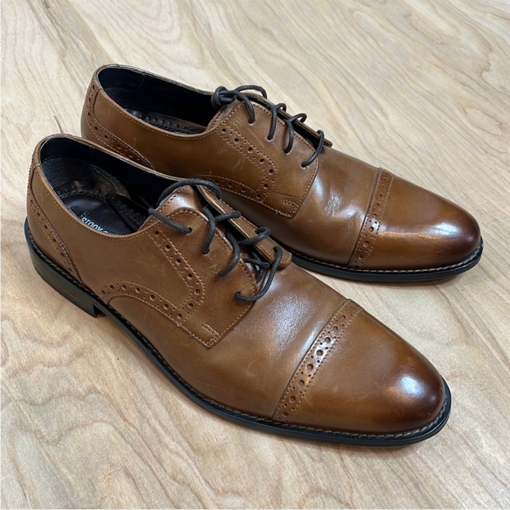 Brown Leather Lace Up Oxfords Stacy Adams Size 9.5